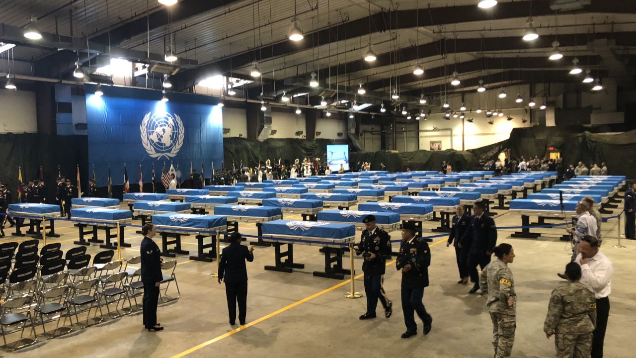 What is believed to be the remains of US servicemen killed in the Korean War are seen in Osan Air Base in South Korea.