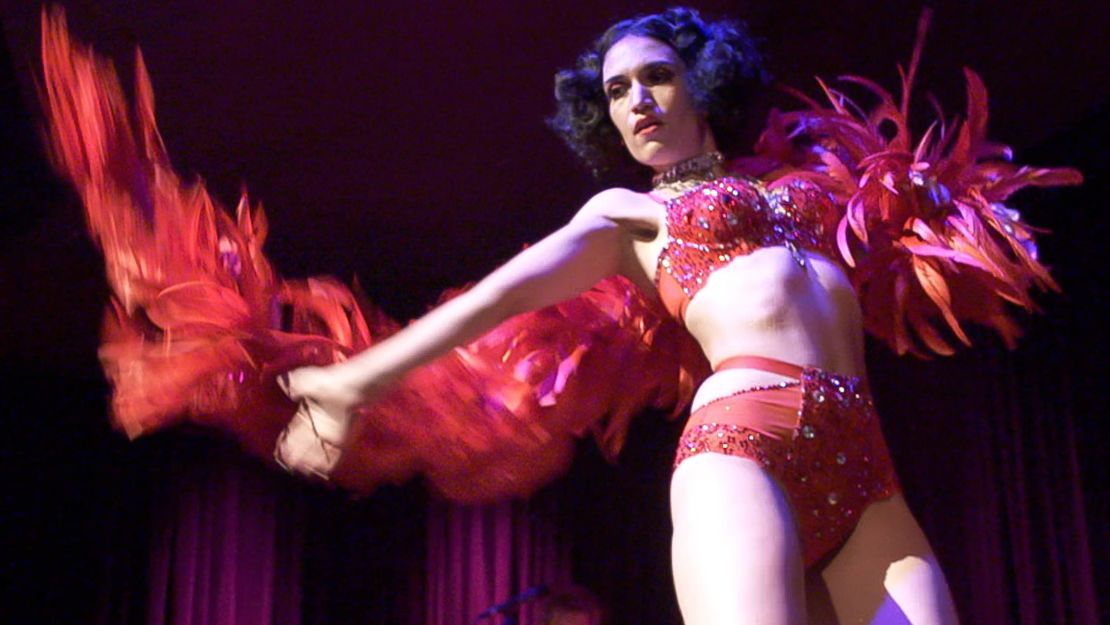 Anja Pavlova performs a burlesque dance in Berlin.