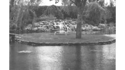 Pond and waterfall at Paul Manafort house in New York.