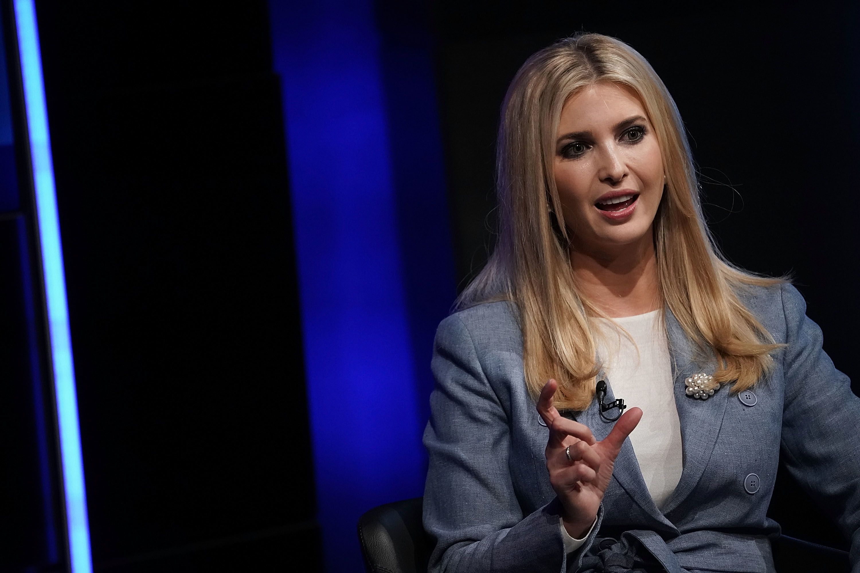 =Ivanka Trump, White House adviser and daughter of President Donald Trump, speaks during an Axios360 News Shapers event August 2, 2018 at the Newseum in Washington, DC. Axios held the event to discuss workforce development and 'news of the day.'  (Alex Wong/Getty Images)