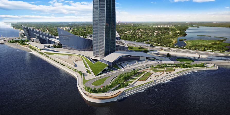 The building will be accessed through a 98-meter-tall (322-foot-tall) arch.
