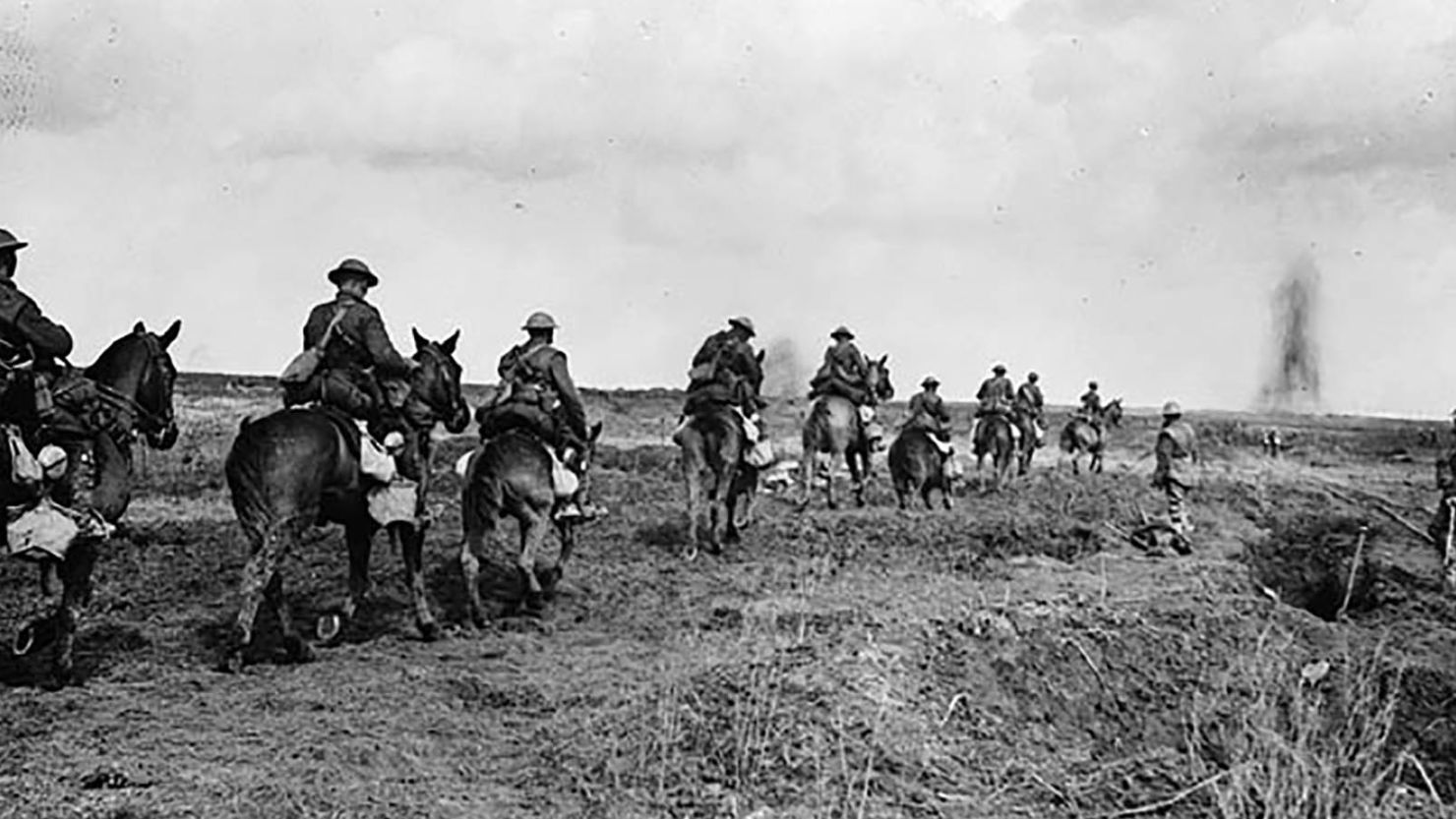 The Canadian Light Horse going into action at Vimy Ridge.