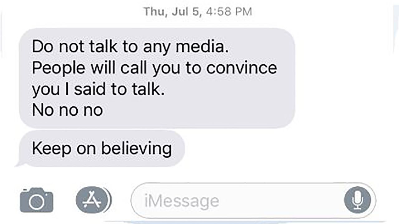Text former Ohio State head wrestling coach Russ Hellickson sent to Dunyasha Yetts.