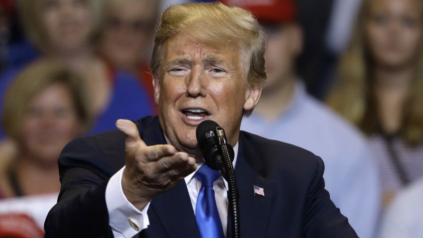 President Donald Trump speaks during a rally, Thursday, Aug. 2, 2018, at Mohegan Sun Arena at Casey Plaza in Wilkes Barre, Pa. (AP Photo/Matt Rourke)