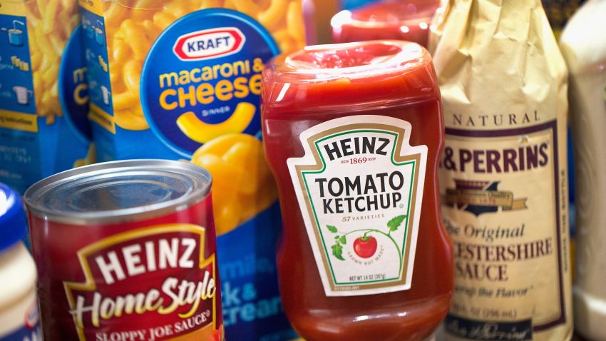 CHICAGO, IL - MARCH 25: In this photo illustration, Kraft and Heinz products are shown on March 25, 2015 in Chicago, Illinois. Kraft Foods Group Inc. said it will merge with H.J. Heinz Co. to form the third largest food and beverage company in North America with revenue of about $28 billion.  (Photo by Scott Olson/Getty Images)
