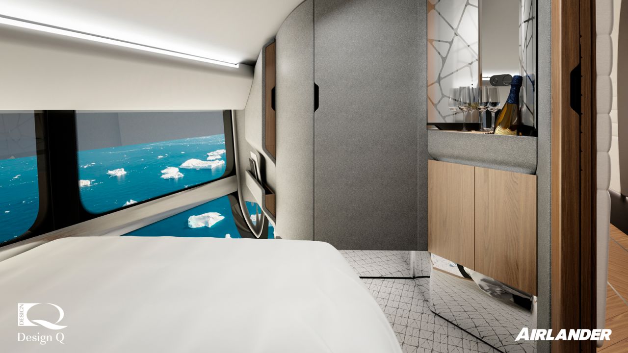 <strong>Lavish rooms:</strong> A computer-generated image of one of the en suite bedrooms on board the Airlander, which is still undergoing testing.