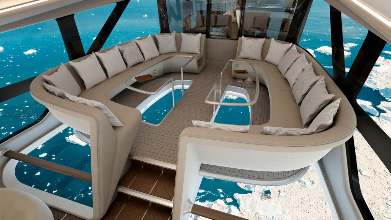 <strong>Luxurious center:</strong> The interior design plans for Airlander 10, the world's longest aircraft, were unveiled at the Farnborough Airshow in July 2018, revealing a spectacular layout.