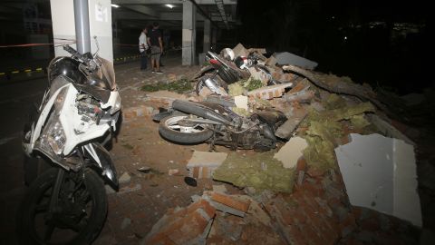 Debris in Bali, Indonesia, after an earthquake struck the neighboring island of Lombok, on Sunday, August 5, 2018.