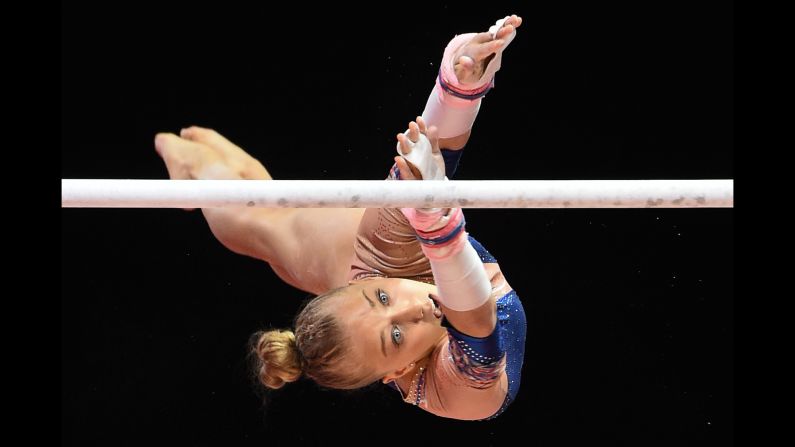 Juliette Bossu competes on the uneven bars in the women's team final for artistic gymnastics at the SSE Hydro during the 2018 European Championships in Glasgow on Saturday, August 4. 