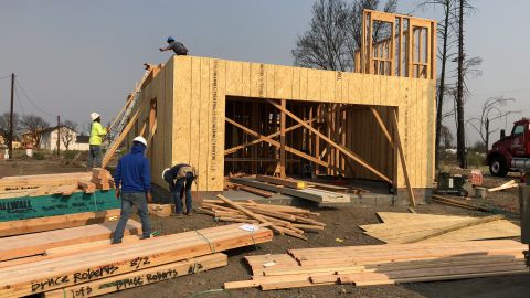 A new home is one of several under construction in the  Coffey Park neighborhood.