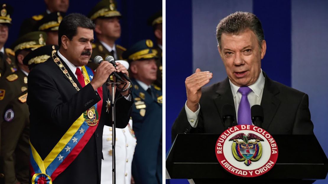 Venezuelan President Nicolas Maduro and Colombian President Juan Manuel Santos.