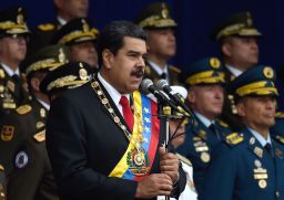 President Nicolas Maduro was delivering a speech when the explosions erupted. 