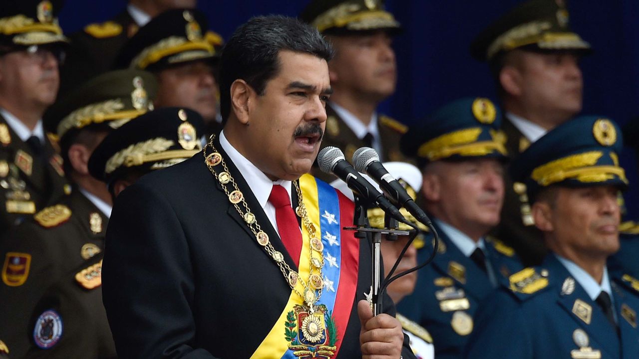 President Nicolas Maduro was delivering a speech when the explosions erupted.