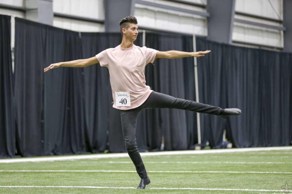 Jesse Hernandez auditioned for the New Orleans Saints' Saintsations cheerleading team in April.
