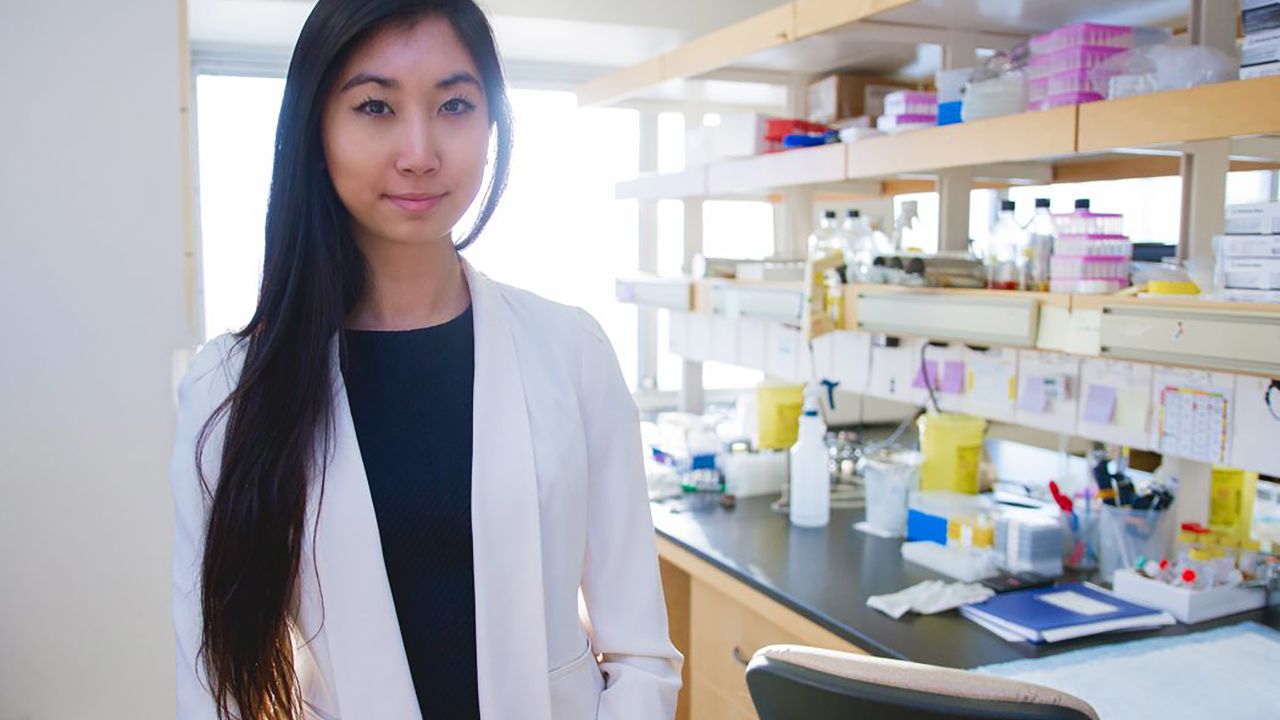 Tie in the lab of her biotech startup Ranomics