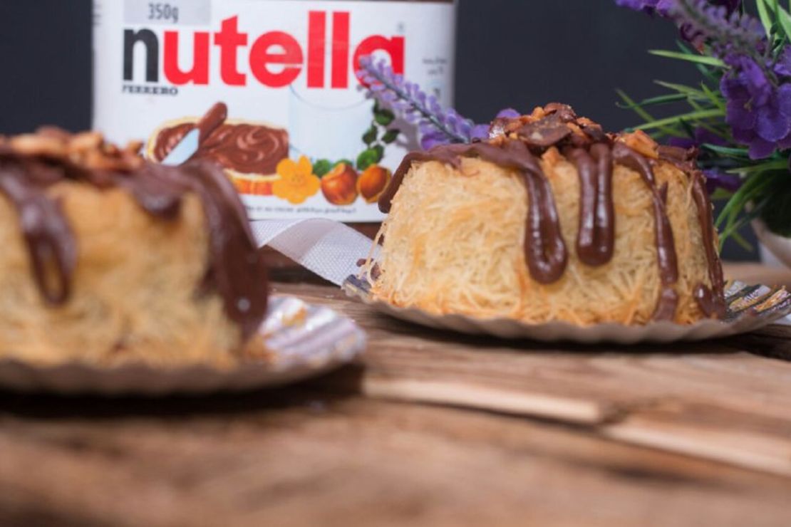 Kunafa, a traditional Arab dessert with Nutella