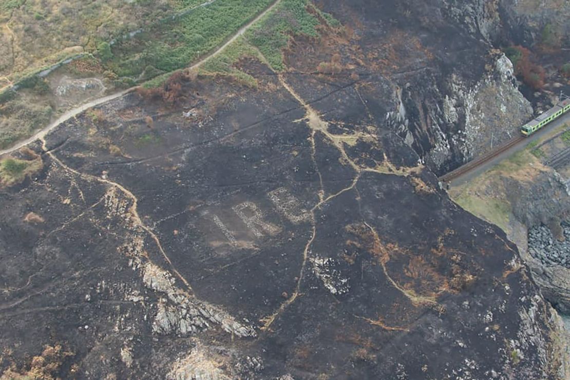 Fires along clifftops on Bray Head in Ireland revealed these markings that aided aviators in World War II.