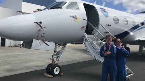 Pilots Rebecca Waddington and Kristie Twining made history on their flight to Hurricane Hector.