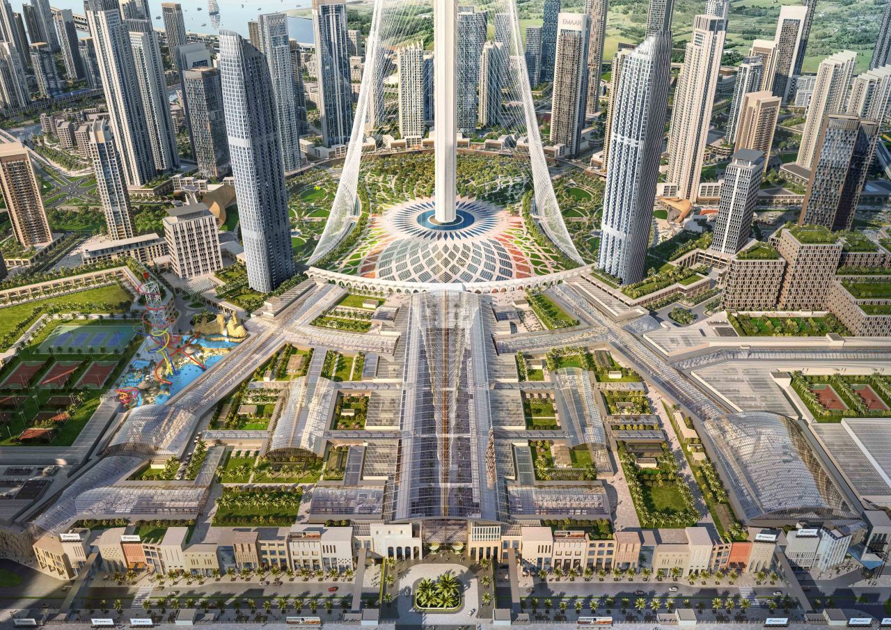 The wider retail, entertainment and residential complex will be 30 million square feet in size. It lies at the feet of Dubai Creek Tower, the super-tall structure which, at  3,045ft, will eclipse even the Burj Khalifa when completed.