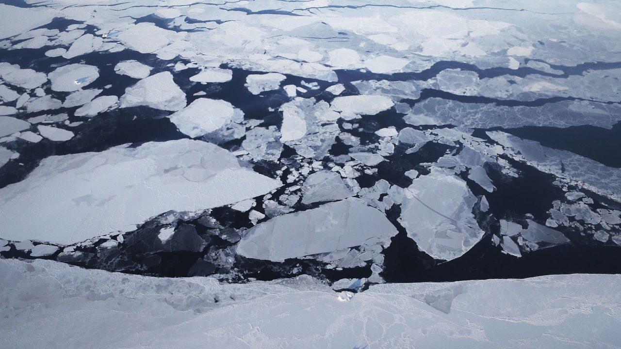 GREENLAND - MARCH 30:  Sea ice is seen from NASA's Operation IceBridge research aircraft off the northwest coast on March 30, 2017 above Greenland. NASA's Operation IceBridge has been studying how polar ice has evolved over the past nine years and is currently flying a set of eight-hour research flights over ice sheets and the Arctic Ocean to monitor Arctic ice loss aboard a retrofitted 1966 Lockheed P-3 aircraft. According to NASA scientists and the National Snow and Ice Data Center (NSIDC), sea ice in the Arctic appears to have reached its lowest maximum wintertime extent ever recorded on March 7.Scientists have said the Arctic has been one of the regions hardest hit by climate change.  (Photo by Mario Tama/Getty Images)