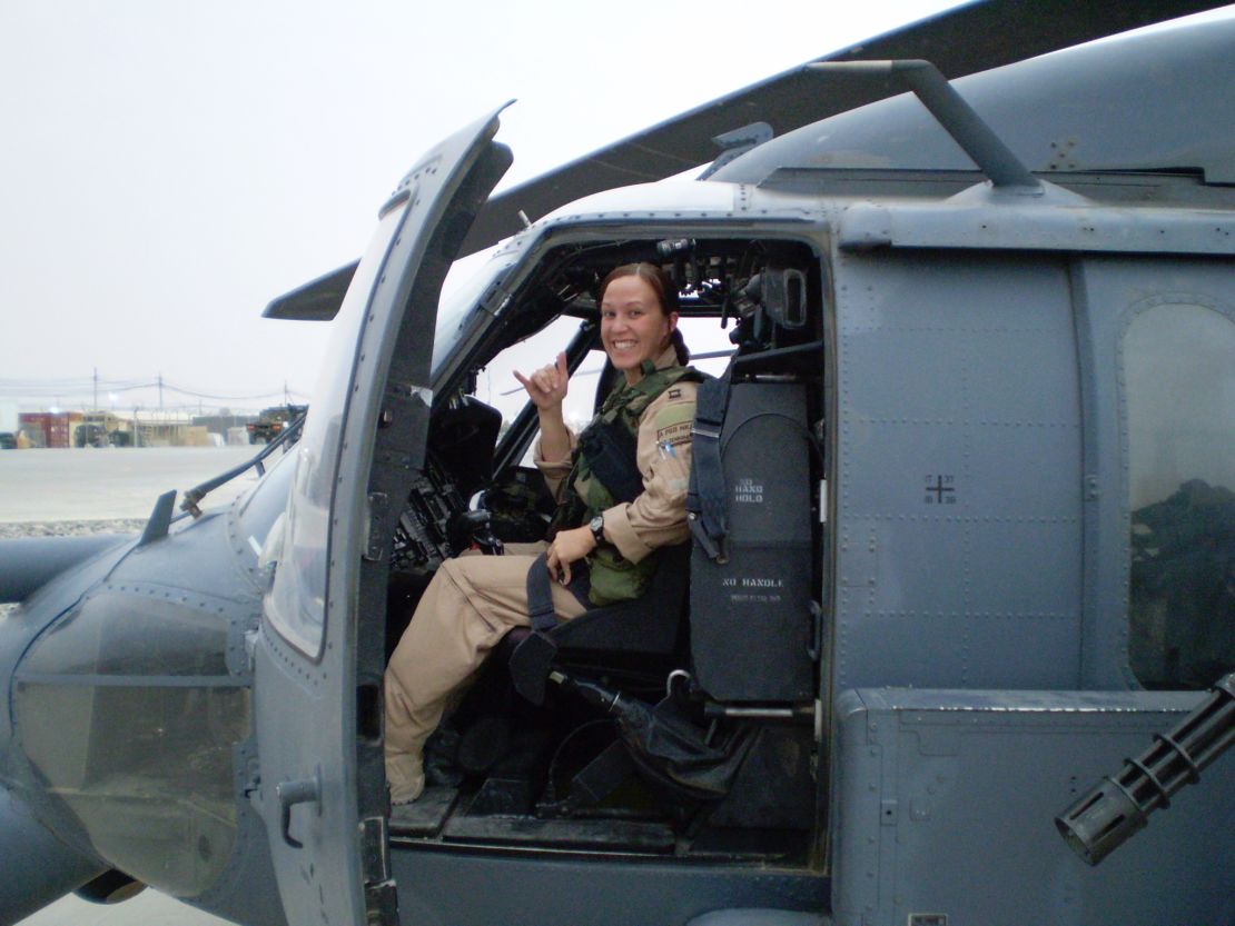 Voters find candidates with military service like MJ Hegar, here photographed in her rescue helicopter, authentic, says Rye Barcott.