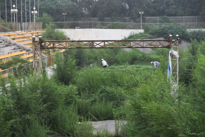<strong>Return to nature: </strong>As nature reclaims the man-made structures, people tend to vegetables near the former finish line of the BMX track used for Games.
