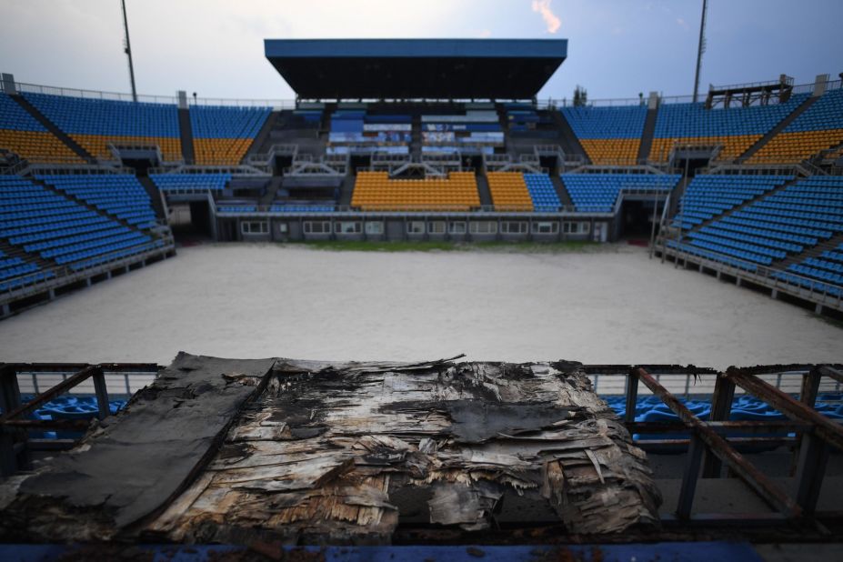 <strong>Worldwide issue: </strong>Rotting Olympics venues are not unique to Beijing. Rio, which only hosted in 2016, also has abandoned Olympic structures dotted across the city. Pictured here: the beach volleyball stadium built for the 2008 Beijing Olympic Games.
