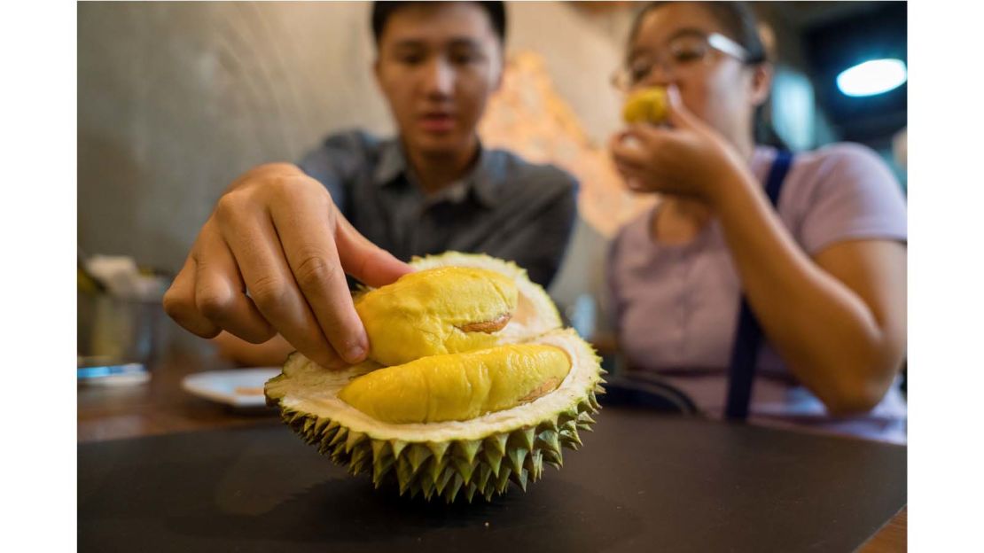 A durian at Singapore's Mao Shan Wang café, which is devoted to the pungent tropical fruit.