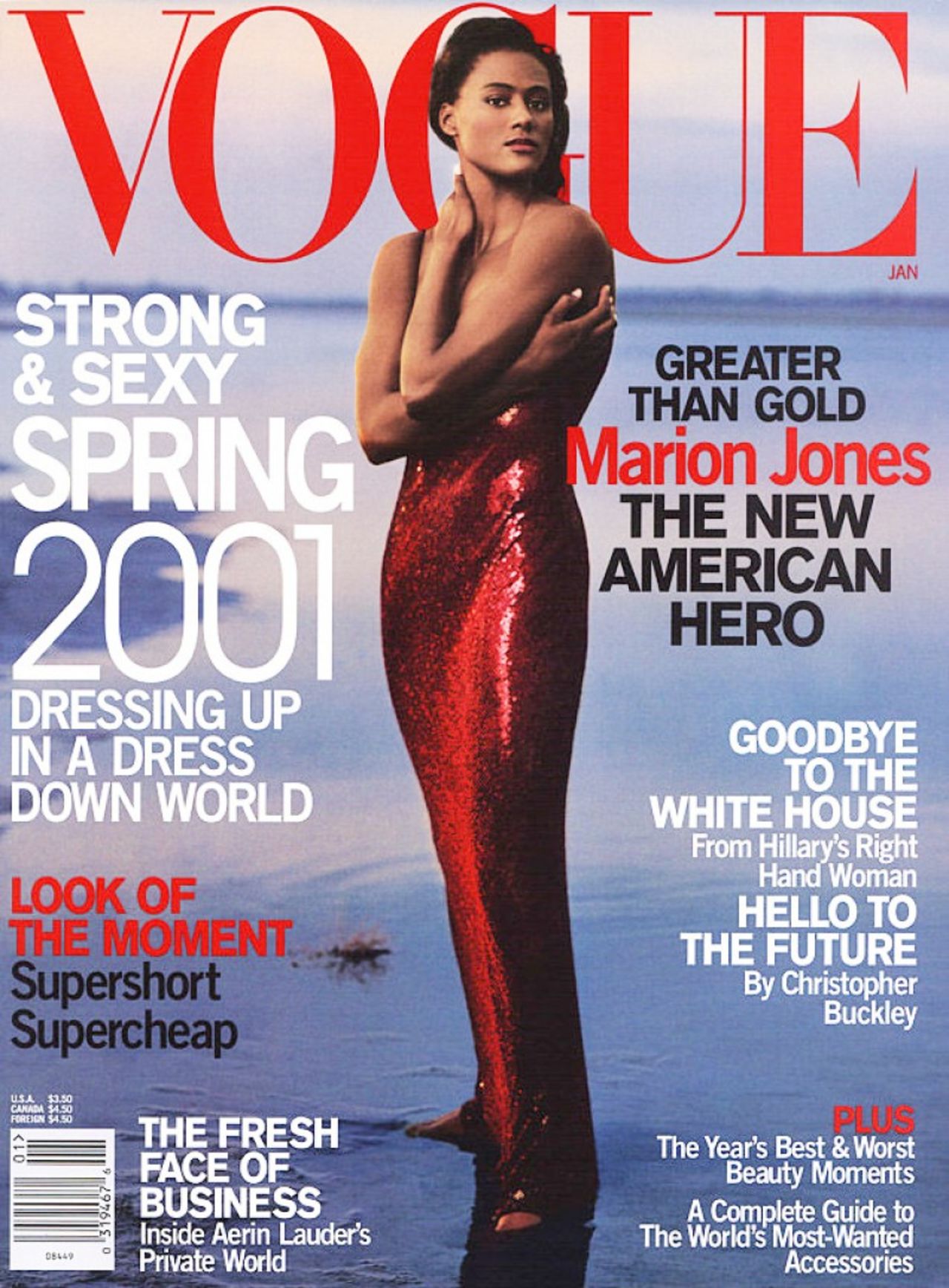 Vogue cover featuring Marion Jones, shot by Annie Leibovitz (2001)