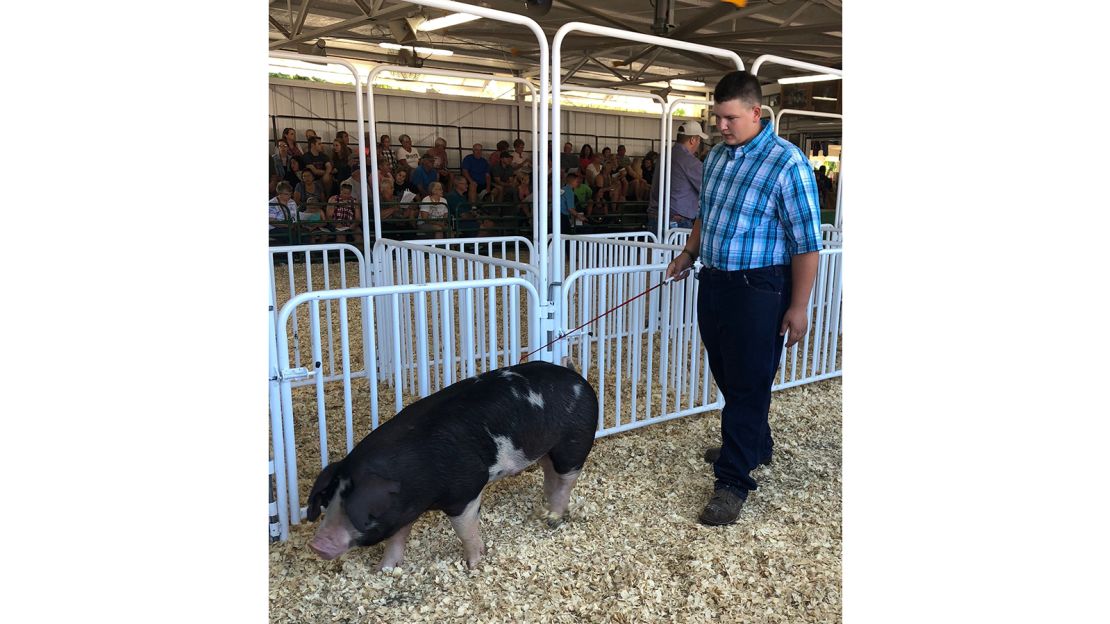 Waylon Klitzman, 15, auctioned his pig Roo to raise money for cancer research.