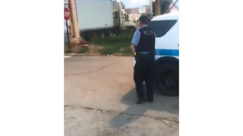 Video shared last week on Facebook shows a white container truck parked in the Englewood neighborhood of Chicago.