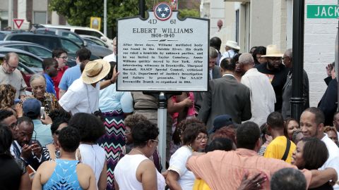 A historical marker honoring Elbert Williams stands in Brownsville, Tennessee.