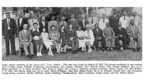 A 1940 photo of the founding members of the NAACP Brownsville, Tennessee branch includes Elbert Williams on the far left. 