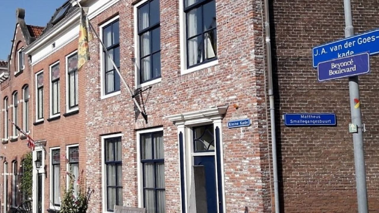 One of the new Beyonce Boulevard signs installed by activists around the Netherlands