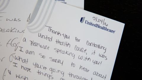 Weissman received this letter three weeks after UnitedHealthcare upheld its denial of coverage. "It was upsetting," she says.