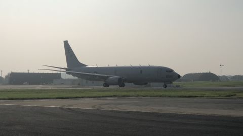 The US Navy's P8-A Poseidon plane which carried a CNN crew from Okinawa, Japan, over the South China Sea on August 10.