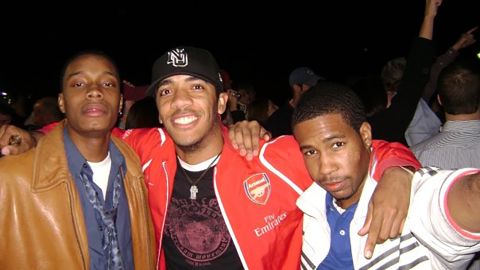 Smith (middle) with two of his friends from Benjamin Franklin High School. Jordan Bridge (left) and Kwame Webster (right).