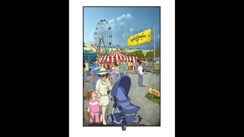 Key scenes in the CDC's new graphic novel take place at a county fair. The festivities have begun as the four teen 4-H members arrive. 