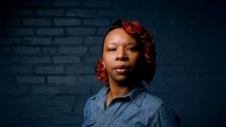 In this photo made Wednesday, April 27, 2016, Lezley McSpadden poses for a portrait in St. Louis. McSpadden was sitting in her car on a smoke break from her grocery store job on Aug. 9, 2014, when a friend told her someone had been shot near Canfield Apartments in Ferguson, Mo. After that her life crumbled learning her son, 18-year-old son Michael Brown, had been shot and killed by a police officer. (AP Photo/Jeff Roberson)