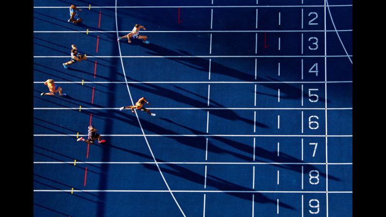 Andrew Pozzi, top, and Koen Smet compete in the Men's 110 meters hurdles heats during day four of the European Championships on Friday, August 10. 
