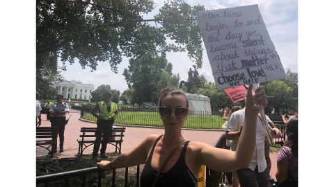 Kaitlin Moore, 28, joined the counterprotest in Lafayette Square Park. 