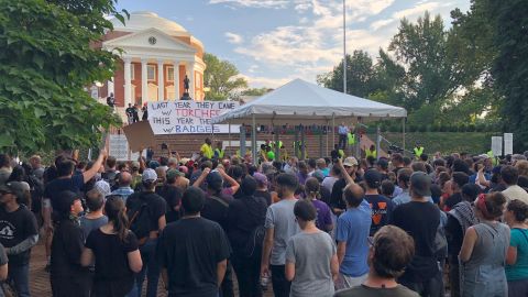 Students gather for a rally at the University of Virginia on Saturday.