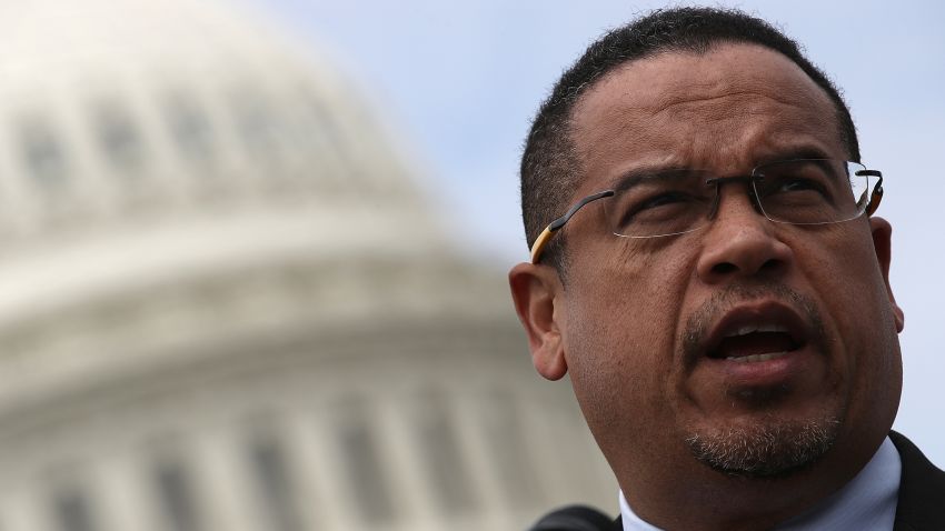 WASHINGTON, DC - MARCH 21:  Rep. Keith Ellison (D-MN) waits to speak during a press conference outside the U.S. Capitol in opposition to the involvement of U.S. military forces in Syria March 21, 2017 in Washington, DC. U.S. members of Congress voiced their concern about "escalating U.S. involvement in the Syrian Civil WarÓ during the event.  (Photo by Win McNamee/Getty Images)