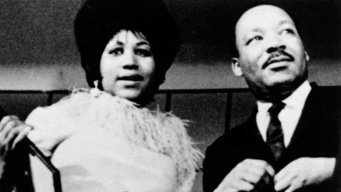 Aretha Franklin and Dr. Martin Luther King Jr. in the late 1960s.