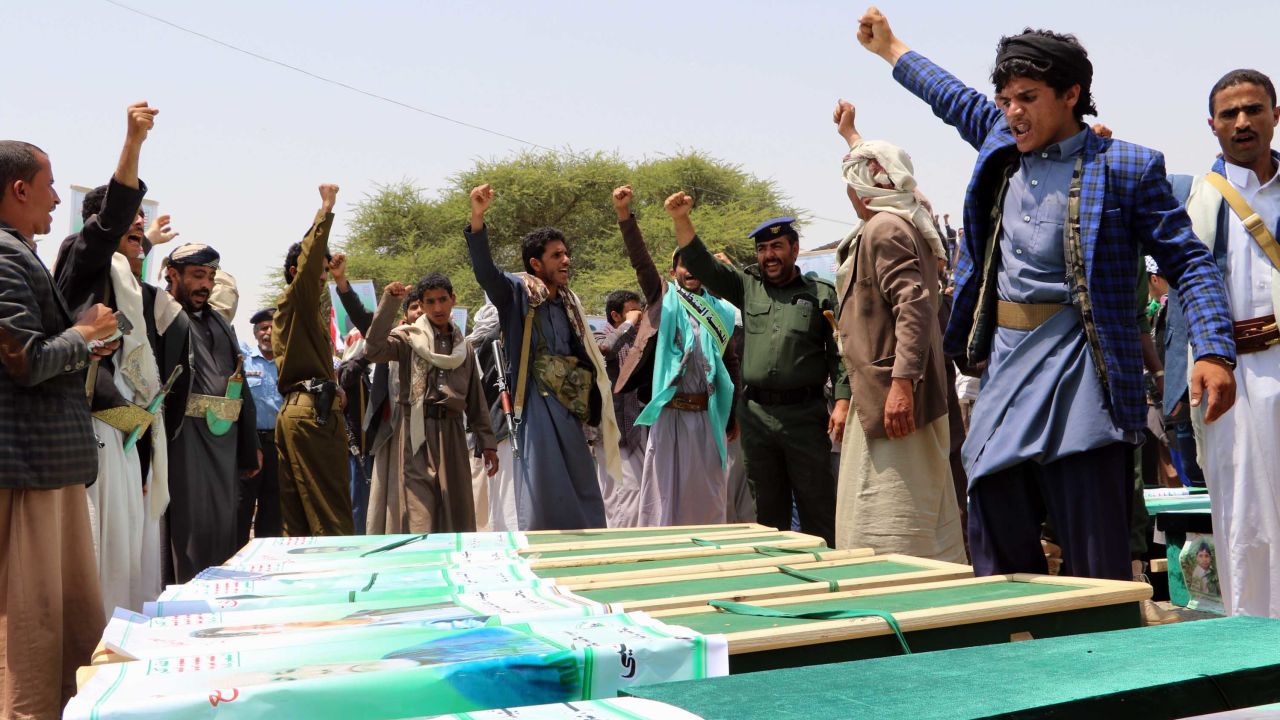 Yemenis vent their anger against Saudis and Americans at a mass funeral last month in northern Yemen.