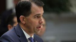 WASHINGTON, DC - JUNE 21:  Wisconsin Governor Scott Walker speaks during a working lunch with U.S. President Donald Trump and U.S. governors at the White House June 21, 2018 in Washington, DC. Trump spoke primarily about economic issues during the meeting.  (Photo by Win McNamee/Getty Images)