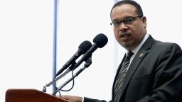 WASHINGTON, DC - MAY 24:  Rep. Keith Ellison (D-MN) holds a news conference about what he calls 'the rhetorice attacking Muslims and the Islamophobia' in the 2016 presidential election at the National Press Club May 24, 2016 in Washington, DC. Highlighting remarks by Republican presidential candidate Donald Trump, Ellison and fellow Muslim Rep. Andre Carson (D-IN) said the issue of Islamophobia is not isolated to just one candidate or one election.  (Photo by Chip Somodevilla/Getty Images)