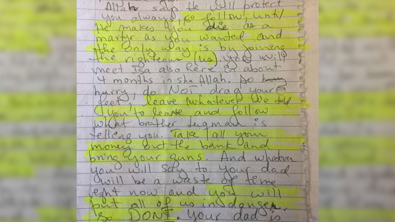A letter from one of the suspects asks a relative to take all his money and bring his guns to New Mexico.