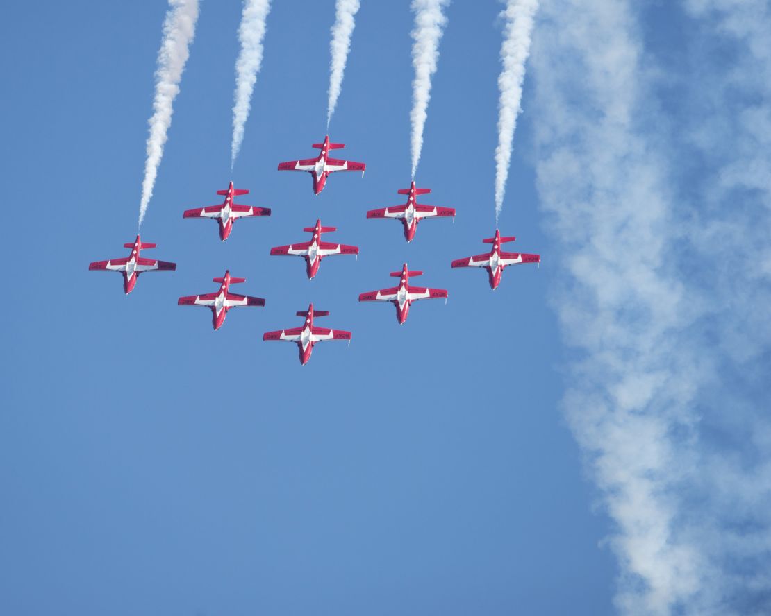 The Canadian Armed Forces Snowbirds fly CT-114 Tutors