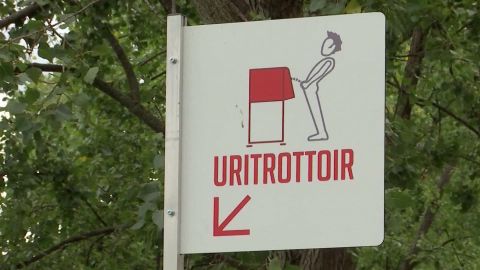 City officials have installed four open-air urinals, or "uritrottoirs."